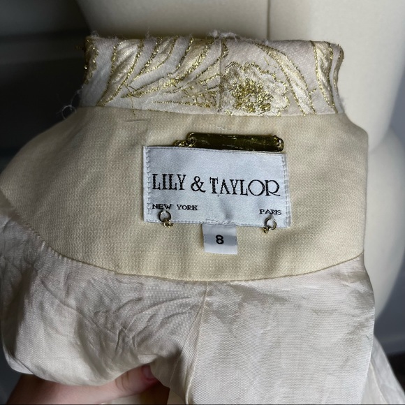 LILY & TAYLOR gold and cream long sleeve jacket * - Picture 9 of 11
